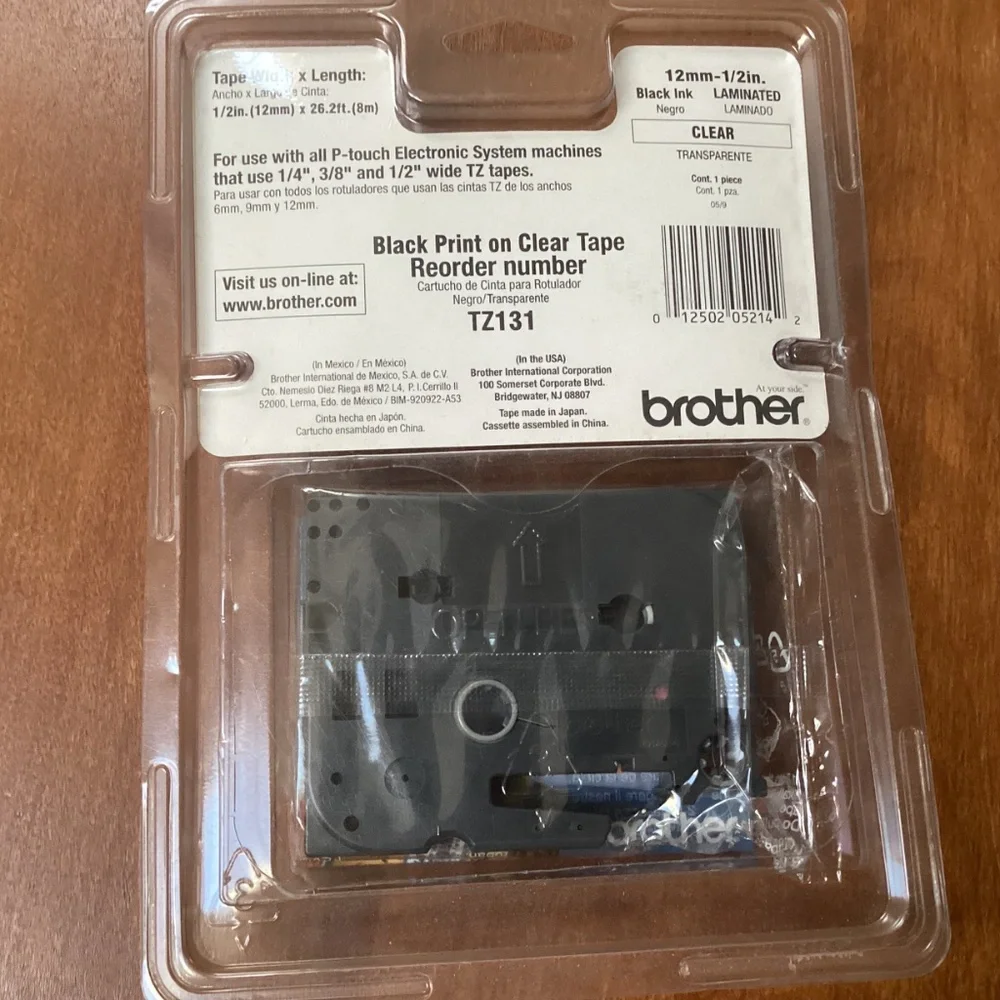 Brother TZ-121 P-touch Electronic Labeling System Tape 1/2” width (12 mm)